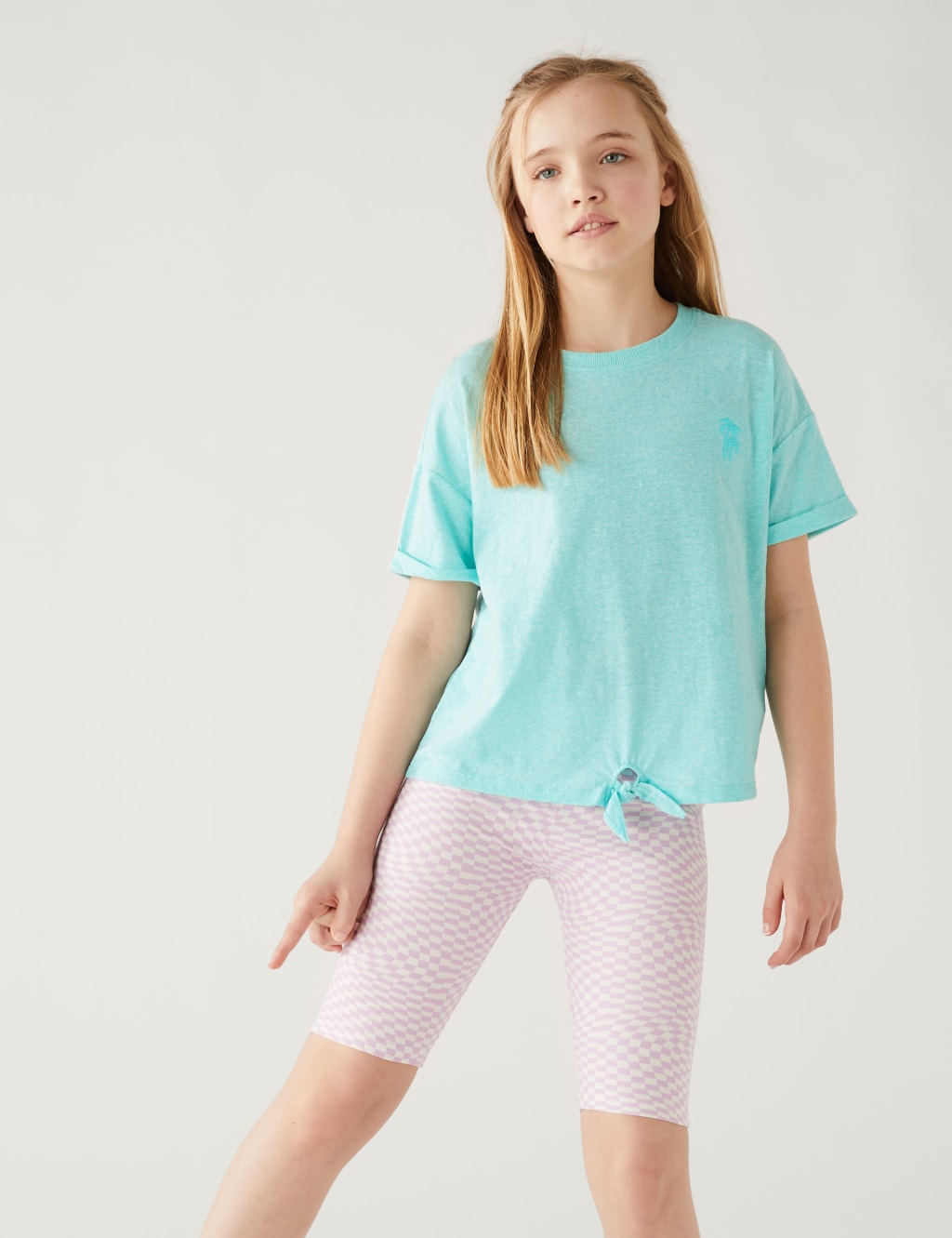Cotton Blend Tie Front T Shirt (6-16 Yrs) image 1
