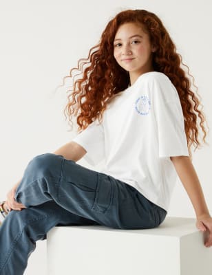 

Girls M&S Collection Pure Cotton Printed T-Shirt (6-16 Yrs) - White, White