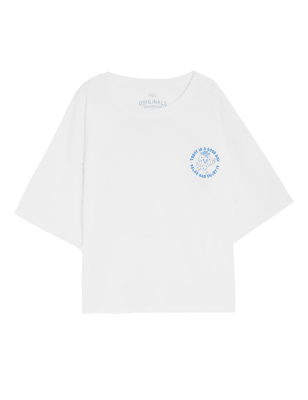

Girls M&S Collection Pure Cotton Printed T-Shirt (6-16 Yrs) - White, White