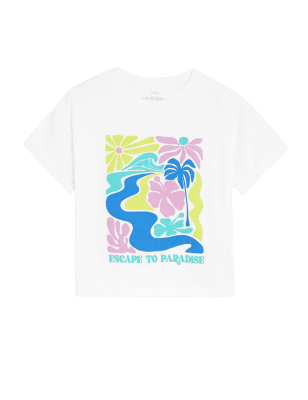 

Girls M&S Collection Pure Cotton Floral Graphic T-Shirt (6-16 Yrs) - White, White