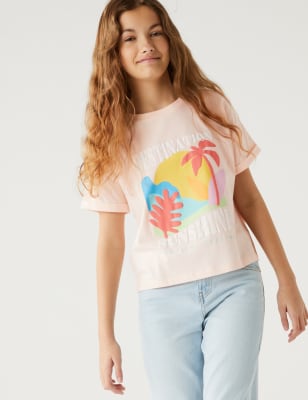 

M&S Collection T-Shirt mit Sonnenscheinmotiv (6-16 J.) - Light Peach, Light Peach