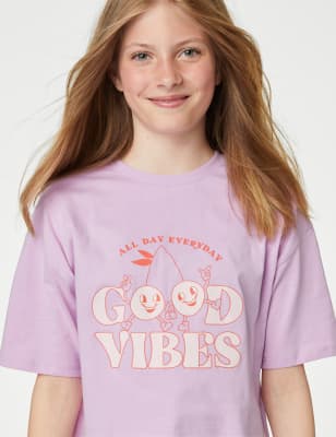 

M&S Collection Camiseta 100% algodón con texto (6-16 años) - Pink, Pink