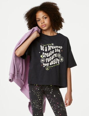 Pure Cotton Slogan T-Shirt (6-16 Yrs)