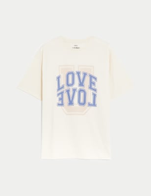 Pure Cotton Love U Slogan T-Shirt (6-16 Yrs)