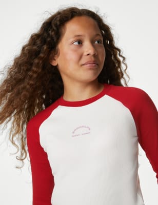 

M&S Collection Top de algodón con texto (6-16 años) - Red Mix, Red Mix