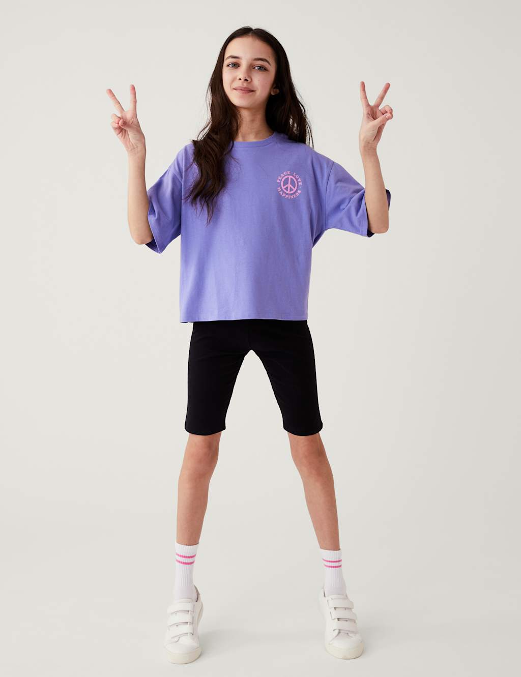 Pure Cotton Peace Slogan T-Shirt (6-16 Yrs) image 1