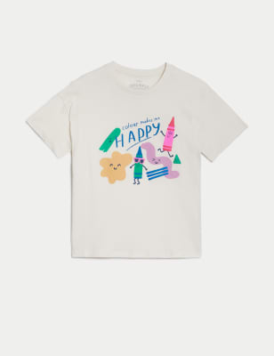 

Girls M&S Collection Pure Cotton Colour Graphic T-Shirt (6-16 Yrs) - Oatmeal, Oatmeal