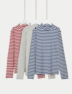 

Girls M&S Collection 3pk Cotton Rich Striped Tops (6-16 Yrs) - Multi, Multi