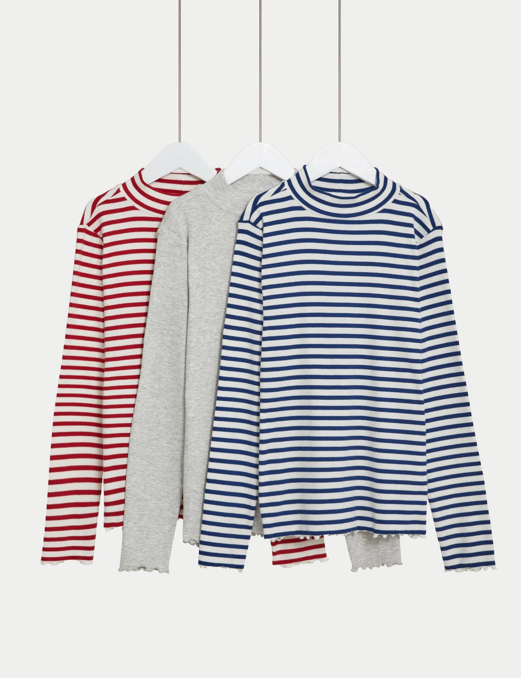 3pk Cotton Rich Striped Tops (6-16 Yrs) image 1
