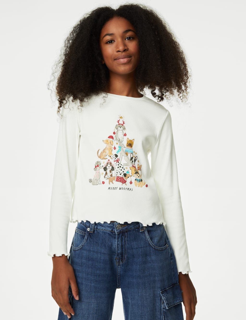 Cotton Rich Christmas Dog Top (6-16 Yrs) image 1