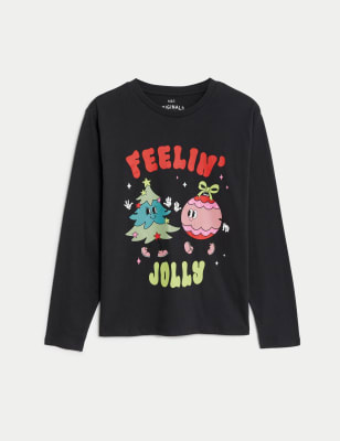 Pure Cotton Feelin' Jolly Slogan Top (6-16 Yrs)