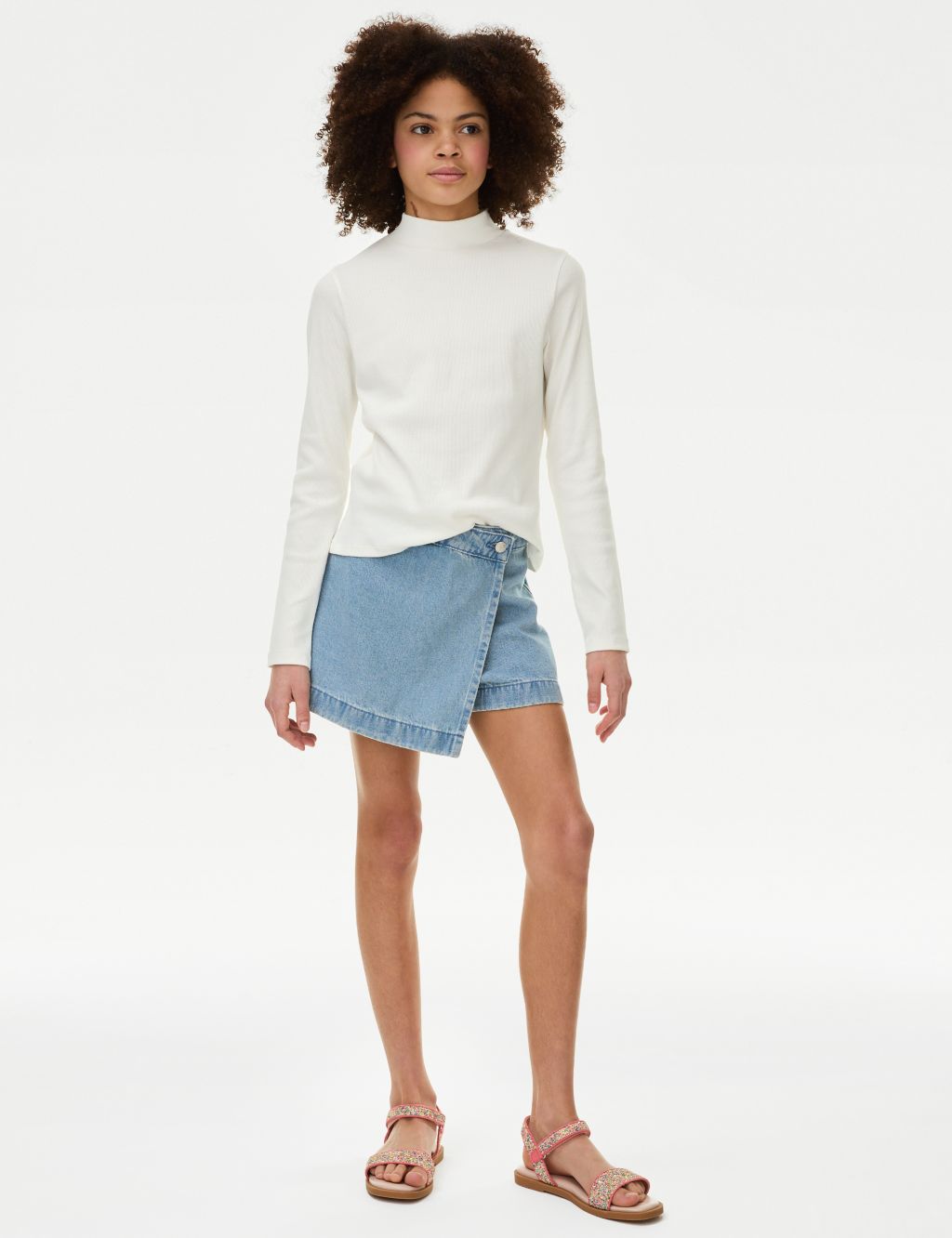 Cotton Rich High Neck Top (6-16 Yrs) image 1