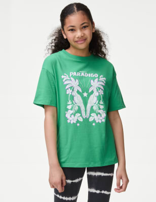 T-Shirt aus reiner Baumwolle mit Palm-Beach-Motiv (6–16 Jahre) - AT