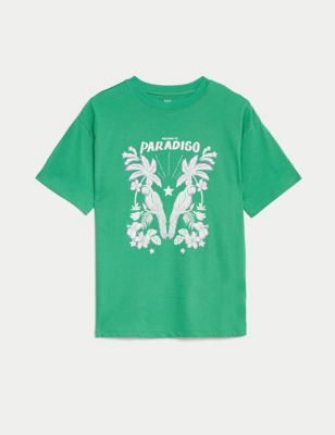 Pure Cotton Palm Beach T-Shirt (6-16 Yrs)