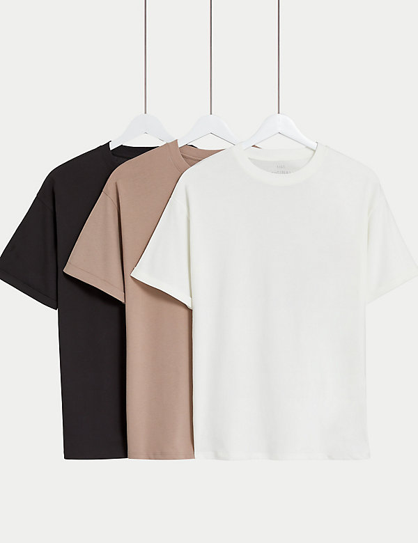 3er-Pack einfarbige T-Shirts aus reiner Baumwolle (6–16 Jahre) - AT