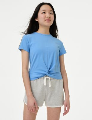 

Girls M&S Collection Cotton Rich Twist Front T-Shirt (6-16 Yrs) - Blue, Blue