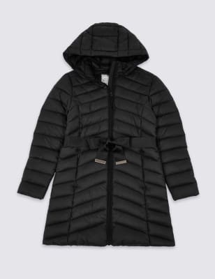 lightweight padded longline hooded coat