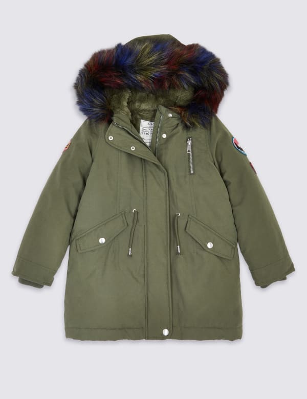 Girls Kids New Design Faux Fur Lined Hooded Jacket Designer Winter