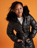 Lange, metallic gewatteerde jas met Stormwear™ (6-16 jaar)