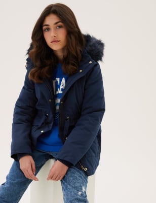 

Girls M&S Collection Stormwear™ Hooded Parka (6-16 Yrs) - Navy, Navy