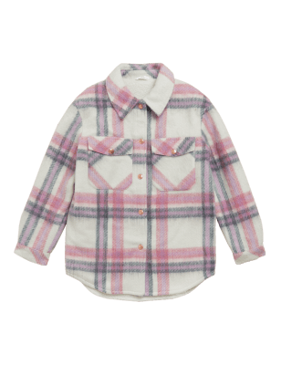 

Girls M&S Collection Checked Shacket (6-16 Yrs) - Cream Mix, Cream Mix