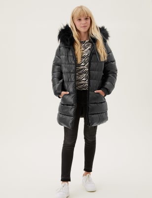 

M&S Collection Lang geschnittener, wattierter Stormwear™-Mantel in Metallic (2-16 Jahre) - Black, Black