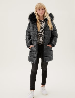 

Girls M&S Collection Stormwear™ Metallic Longline Padded Coat (2-16 Yrs) - Black, Black