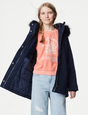 Marks And Spencer Girls M&S Collection Stormwear Parka (6-16 Yrs) - Navy, Navy