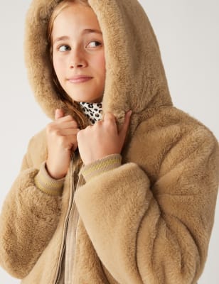 Teddy bear faux on sale fur bomber jacket