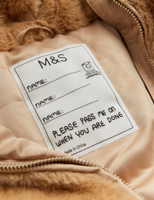 

M&S Collection Bomber con capucha imitación de piel (6-16 años) - Neutral, Neutral