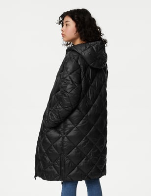 Padded black cheap long coat