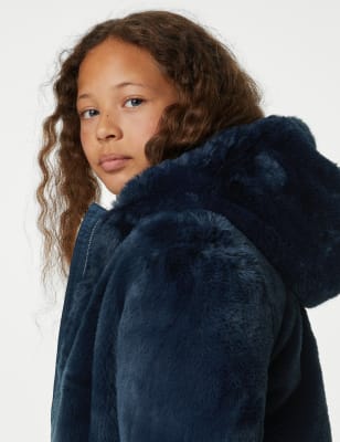 Faux fur 2025 hooded jacket