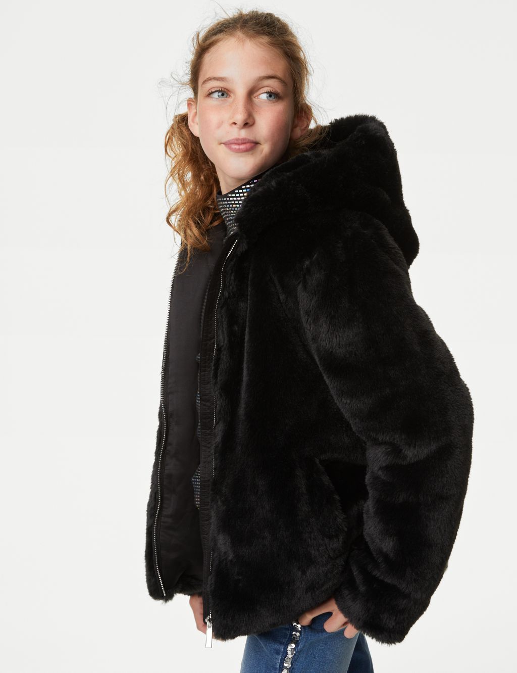 Faux Fur Hooded Jacket (6-16 Yrs) image 3