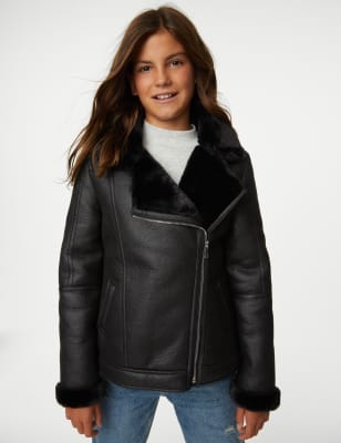 

M&S Collection Jacke mit Kunstfellfutter (6-16 Jahre) - Black, Black