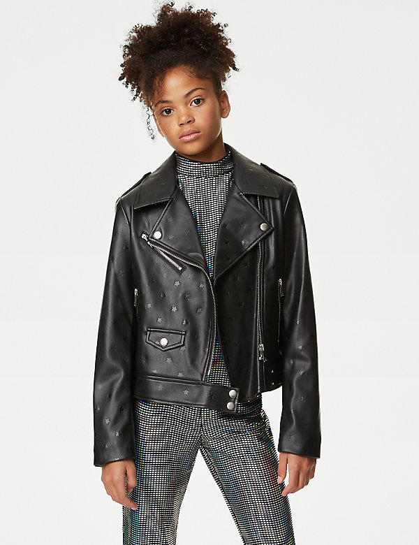Faux Leather Star Jacket (6-16 Yrs) - GR