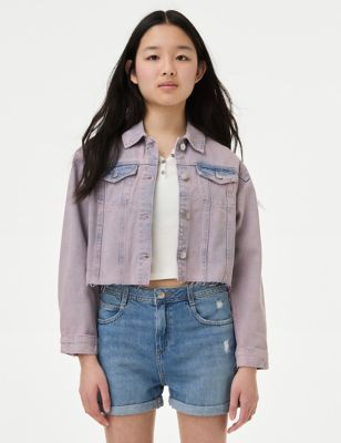 M&S Girl's Denim Jacket (6-16 Yrs) - 7-8 Y - Pink, Pink