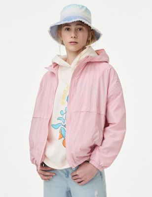 M&S Girl's Lightweight Hooded Windbreaker (6-16 Yrs) - 7-8 Y - Pink, Pink,Lilac,Blue