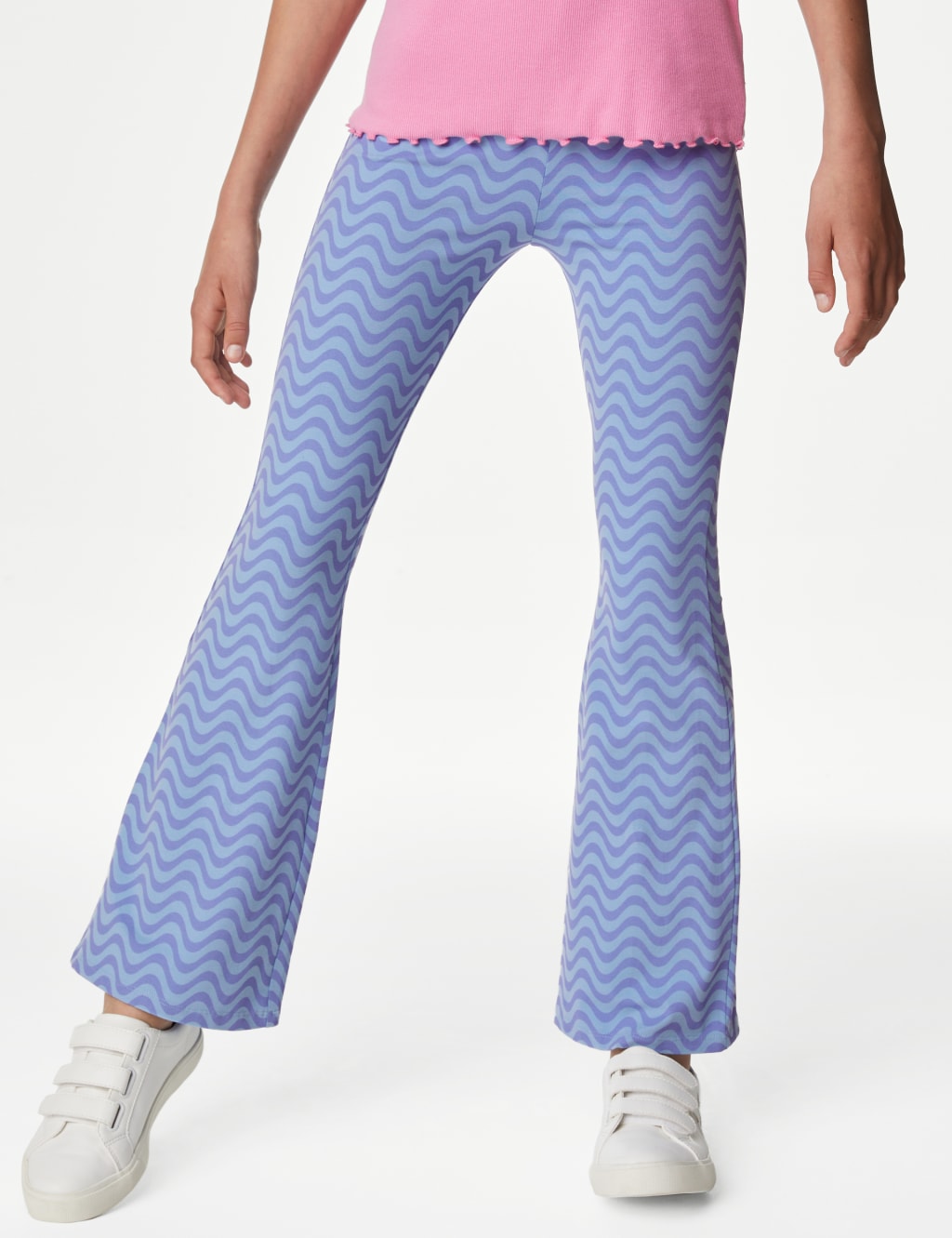 Cotton Rich Wave Print Flared Leggings (6-16 Yrs) image 3