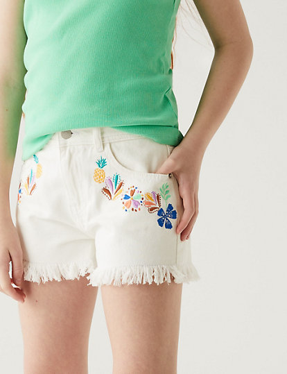 Denim Floral Shorts (6-16 Yrs)