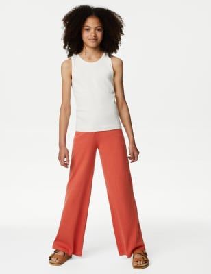 Cotton Blend Wide Leg Trousers (6-16 Yrs)