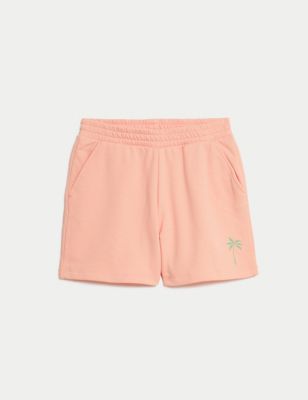 M&S Girl's Cotton Rich Shorts (6-16 Yrs) - 14-15 - Coral, Coral,Blue