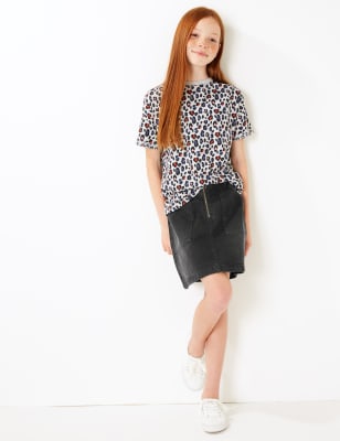 Dž&iacute;nov&aacute; sukně z&nbsp;čist&eacute; bavlny se zipem vepředu (3&ndash;16&nbsp;let)