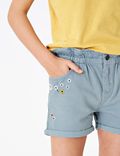 Denim Floral Embroidered Shorts (6-16 Yrs)