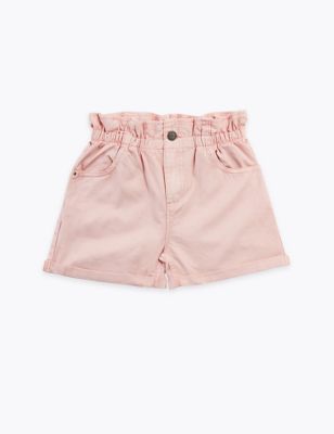 Cotton Paper Bag Waist Shorts (6-16 Yrs)