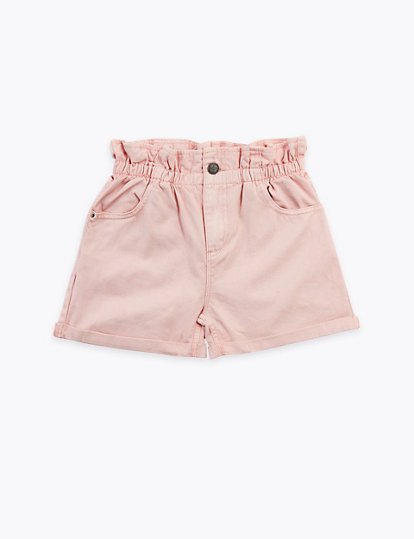 Cotton Paper Bag Waist Shorts (6-16 Yrs)