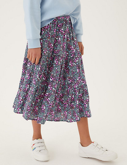 Midi Floral Tiered Skirt (6-16 Yrs)