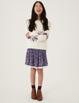 

Girls M&S Collection Floral Print Rara Skirt (6-16 Yrs) - Navy Mix, Navy Mix