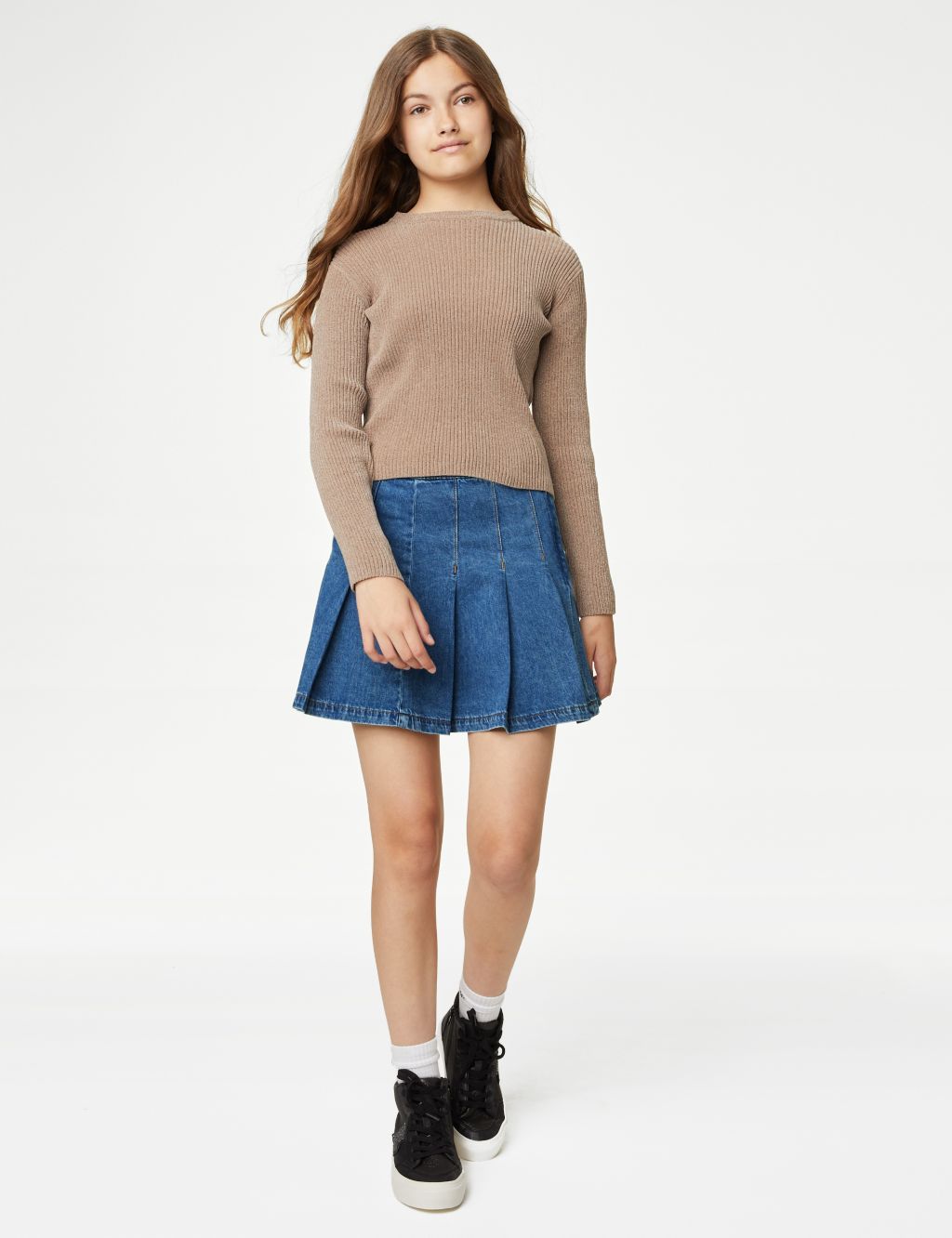 Denim Pleated Skirt (6-16 Yrs) image 1