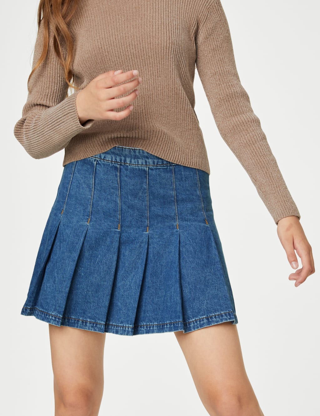Denim Pleated Skirt (6-16 Yrs) image 3