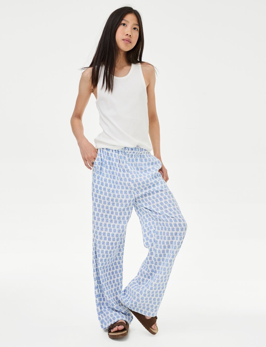 Linen Rich Printed Trousers (6-16 Yrs)